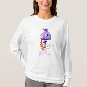 Cottagecore kawaii svamp och snigel t shirt