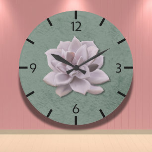 Cottagecore Lavendel Echeveria Handritad Stor Klocka