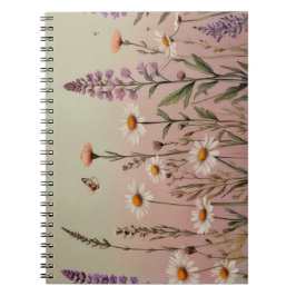 "Cottagecore Lavender and Daisy Floral Botanical Anteckningsbok