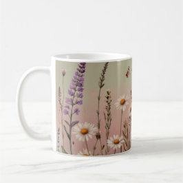 Cottagecore Lavender and Daisy Floral Botanical Kaffemugg