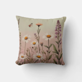 Cottagecore Lavender and Daisy Floral Botanical Kudde