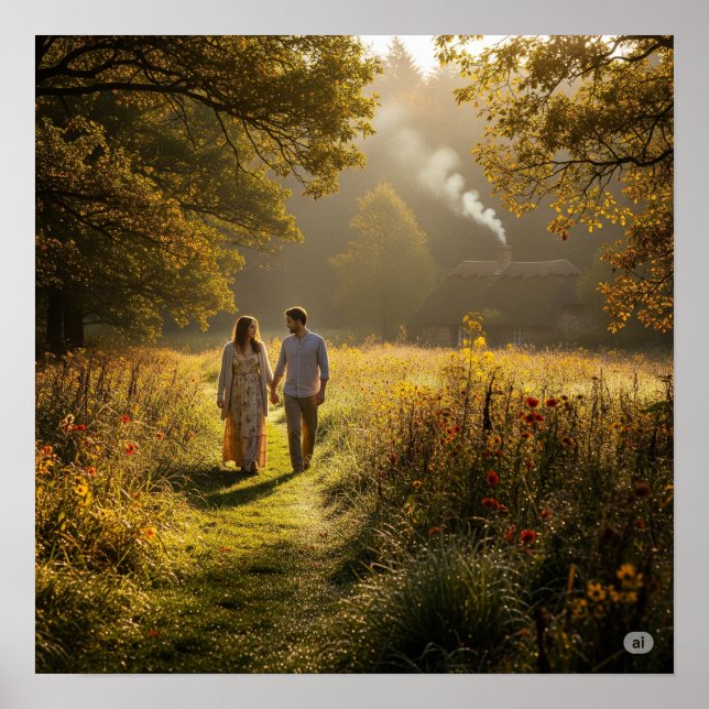 Cottagecore Meadow Walk Poster (Framsidan)