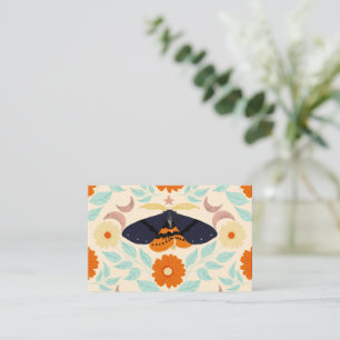 Cottagecore Moth Pattern Art Retro Blommig Desig Visitkort