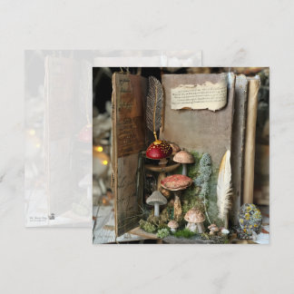 Cottagecore Mushroom Bok Mossy Scrapbook Journal Inbjudningar