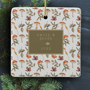 Cottagecore Mushroom Botanical Bild jul Julgransprydnad Keramik