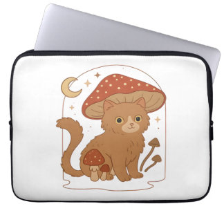 Cottagecore Mushroom Cat with Hat – Cute Vintage G Laptop Fodral