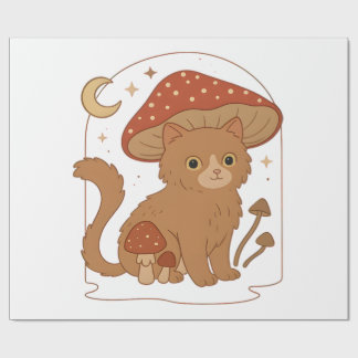Cottagecore Mushroom Cat with Hat – Cute Vintage G Presentpapper