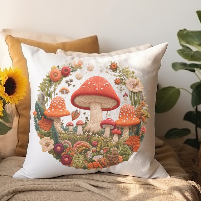 Cottagecore Mushroom Kudde (Skapare uppladdad)