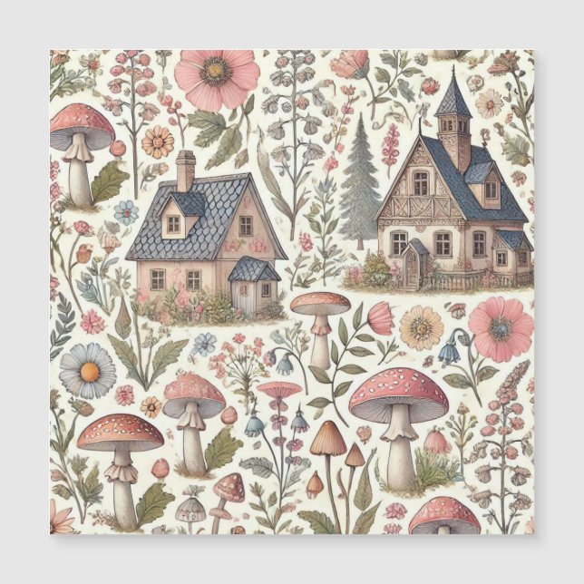 Cottagecore Mushroom och Blommönster (Framsida)