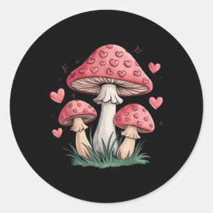 Cottagecore Mushroom Valentiness Cute Heart Nature Runt Klistermärke
