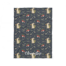 Cottagecore Navy Botanical Red Mushroom Woodland