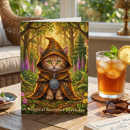 Cottagecore Orange Tabby Katt Sommar Födelsedag Kort