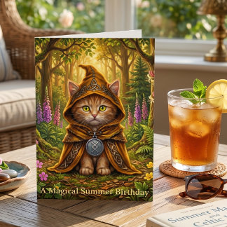 Cottagecore Orange Tabby Katt Sommar Födelsedag Kort