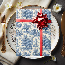 Cottagecore Powder Blue French Toile Vintage Flora Presentpapper