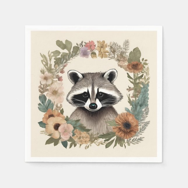 Cottagecore  Raccoon Throw Pillow Pappersservett (Framsidan)