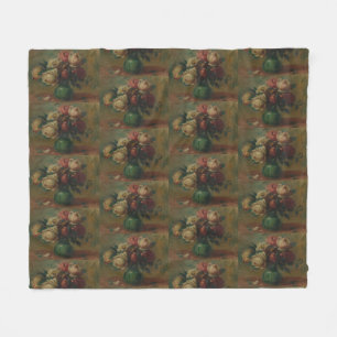Cottagecore Renoir Blommig Vintage Ros Konst Fleecefilt