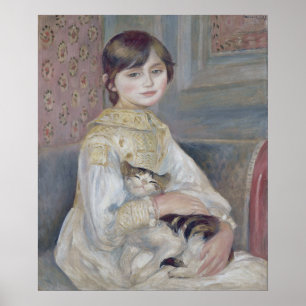 Cottagecore Renoir Flicka som håller katt Måleri Poster