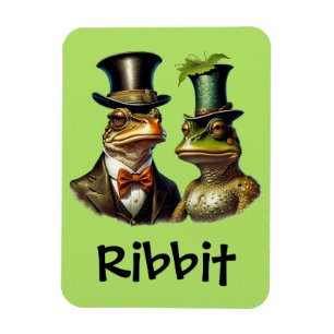 Cottagecore Rolig Viktoriansk Groda Par Ribbit Magnet