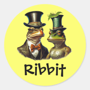 Cottagecore Rolig Viktoriansk Groda Par Ribbit Runt Klistermärke