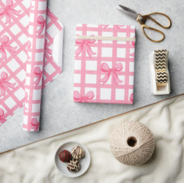 Cottagecore Rosa Slöjor Rutigt Vattenfärg Rutigt Presentpapper