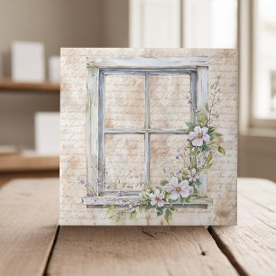 Cottagecore rustik wooden window-farm kakelplatta