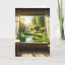 Cottagecore: Ser ut mot en fridfull damm Kort