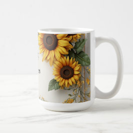 Cottagecore Solros Blomsterarrangemang Kaffemugg