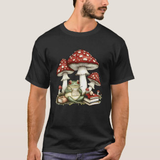 Cottagecore Stickad Groda Svamp Estetisk Virka T Shirt
