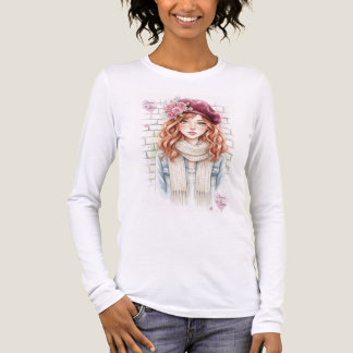 Cottagecore Style Rose Flower Girl Graphic T-Shirt
