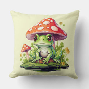 Cottagecore Toadstool Mushroom och Frog Kudde