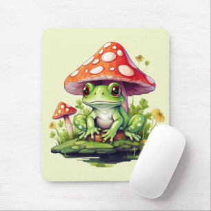 Cottagecore Toadstool Mushroom och Frog Musmatta