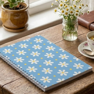 Cottagecore Tusenskönas Blommiga Estetik Blå Antec Anteckningsbok