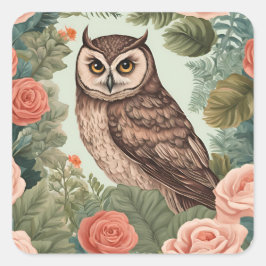 Cottagecore Uggla Cute Fyrkantigt Klistermärke