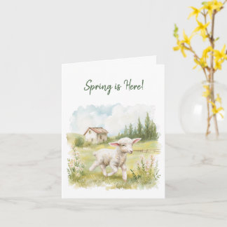 Cottagecore Vår Lamb-gratulationskort Kort