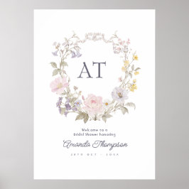 Cottagecore Vildblomma Bröllopsdusch Välkomstskylt Poster