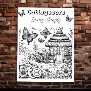 Cottagecore Villa och Butterflies Färg Me Poster