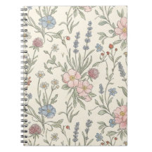 Cottagecore Vintage Vildblommönster Anteckningsbok