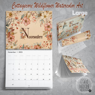 Cottagecore Wildblommor Watercolor Art Kalender