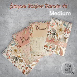 Cottagecore WildblommWatercolor Art Calendar Kalender