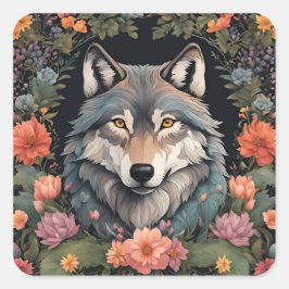 Cottagecore Wolf Fyrkantigt Klistermärke