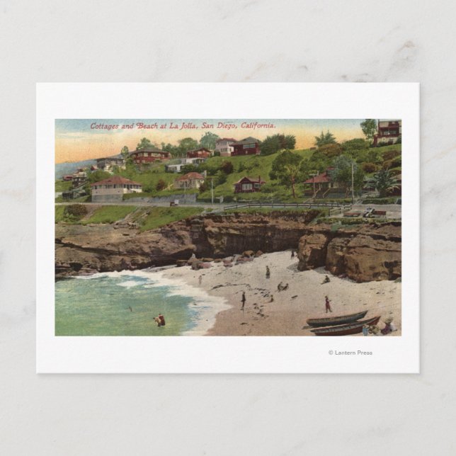 Cottages and Beach at La Jolla Vykort (Framsida)