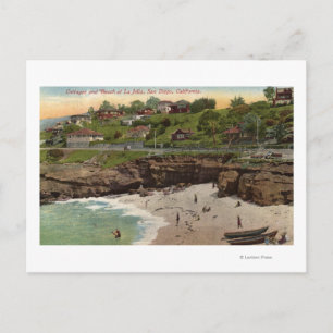 Cottages and Beach at La Jolla Vykort