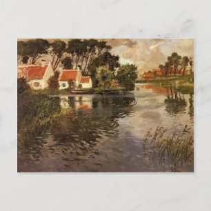 Cottages by a River by Frits Thaulow Vykort