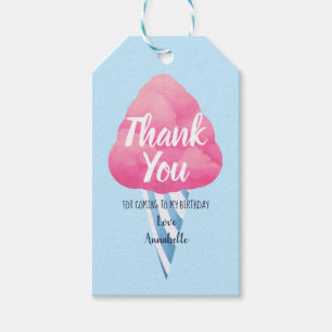 Cotton Candy Barns födelsedag Tack Presentetikett