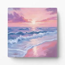 Cotton Candy Beach | Rosa Ocean Vågar Painting