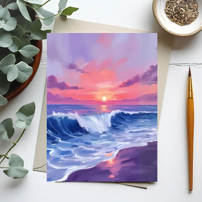 Cotton Candy Cove | Pink Ocean Watercolor Card (Skapare uppladdad)
