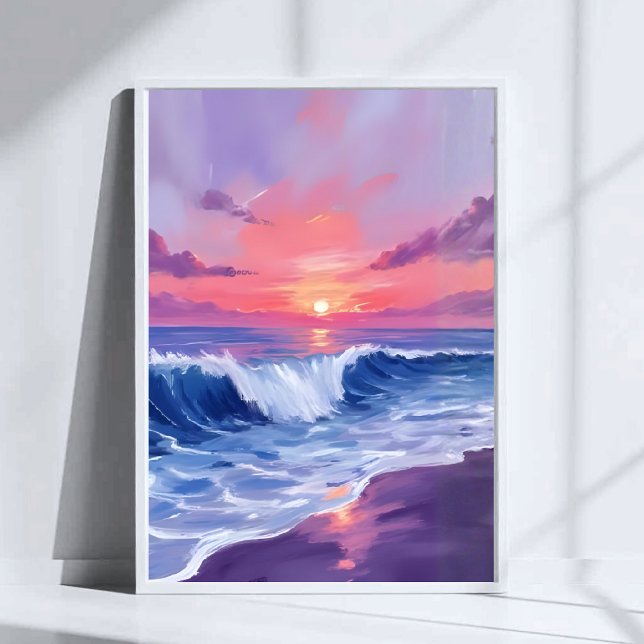 Cotton Candy Cove | Rosa Oceanmålning i Vattenfärg Poster (Skapare uppladdad)