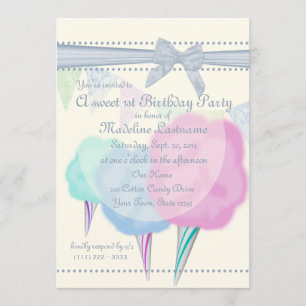 Cotton Candy Fair Birthday Inbjudningar