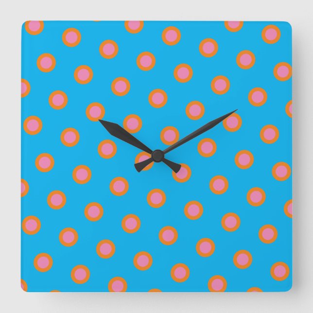 "Cotton Candy" Färgad Väggtid Fyrkantig Klocka (Framsida)
