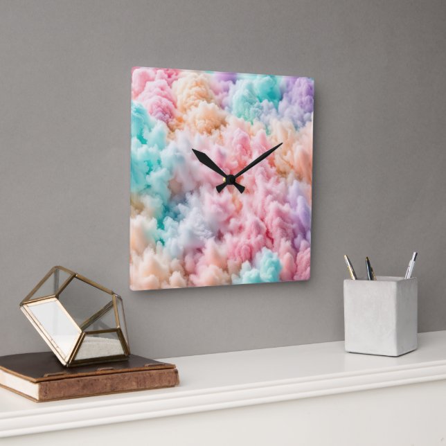 Cotton Candy Fluff Fyrkantig Klocka (Kontor)